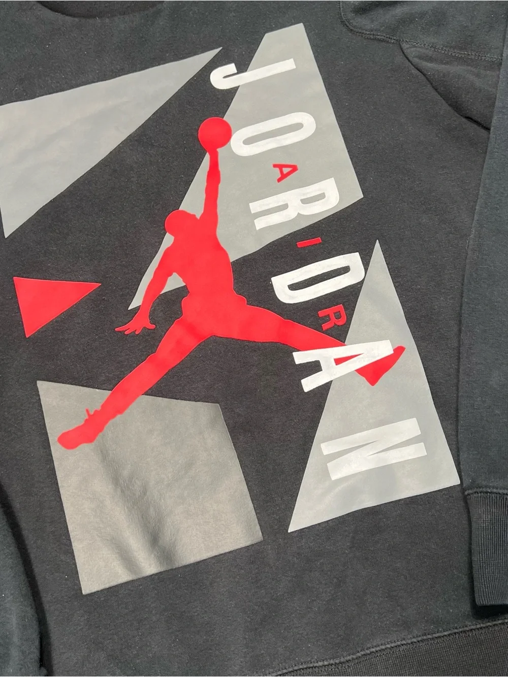 Jordan Jumpan Block Fleece Sweatshirt Mens L Black Spellout Pullover 658311 011